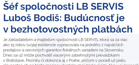Šéf spoločnosti LB SERVIS Luboš Bodiš: Budúcnosť je v bezhotovostných platbách