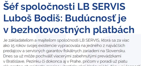 Šéf spoločnosti LB SERVIS Luboš Bodiš: Budúcnosť je v bezhotovostných platbách